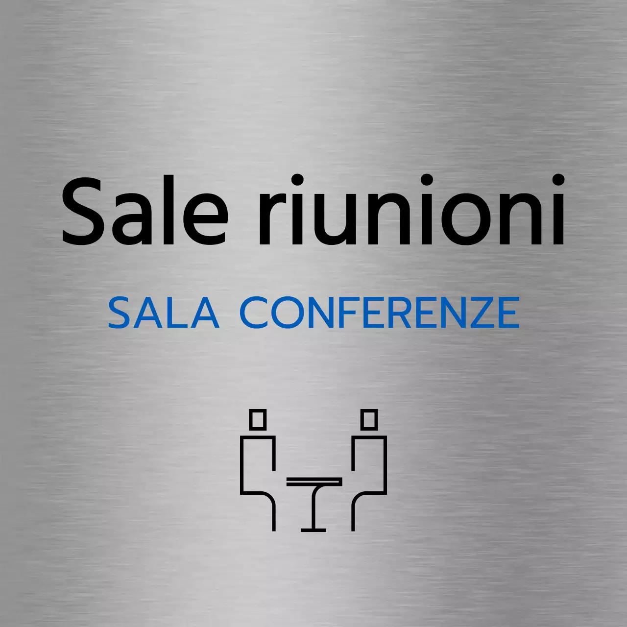 Nomi di luoghi e planimetrie aziendali con semplici icone nere e blu