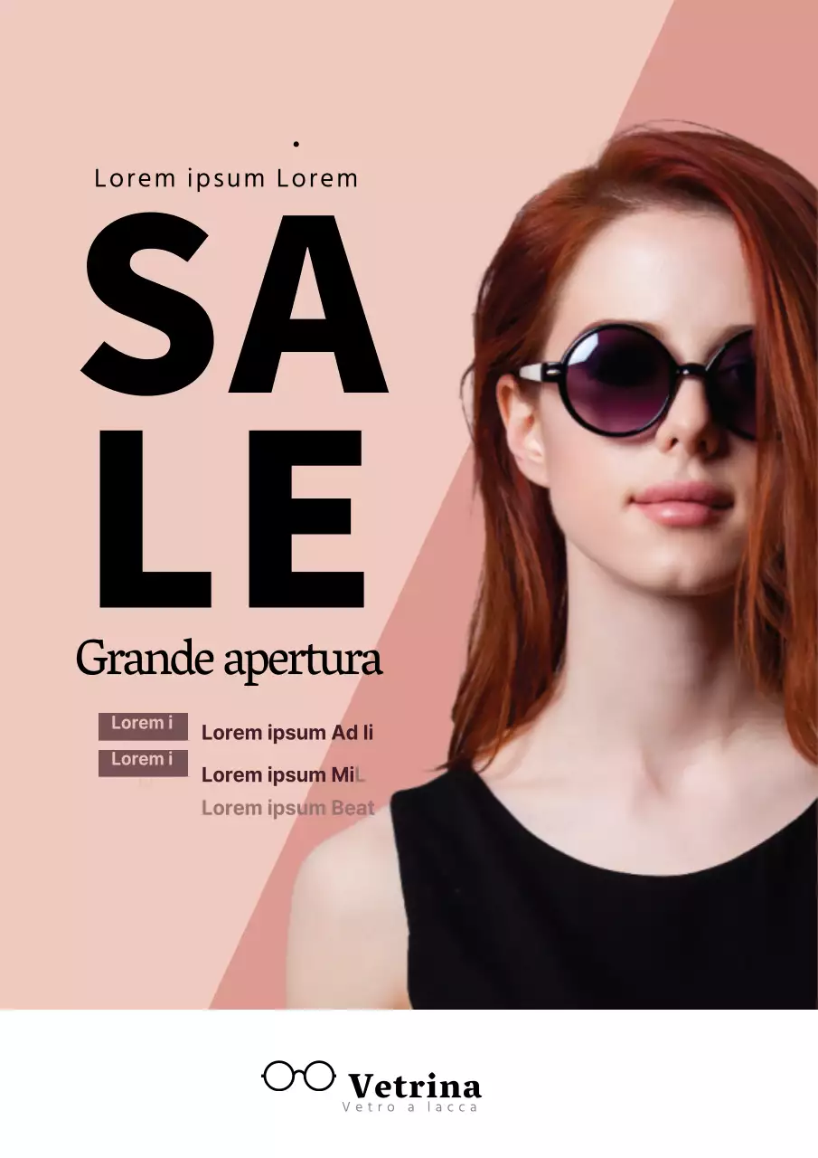 Semplice promozione di sconto del negozio di occhiali con modello femminile in rosa