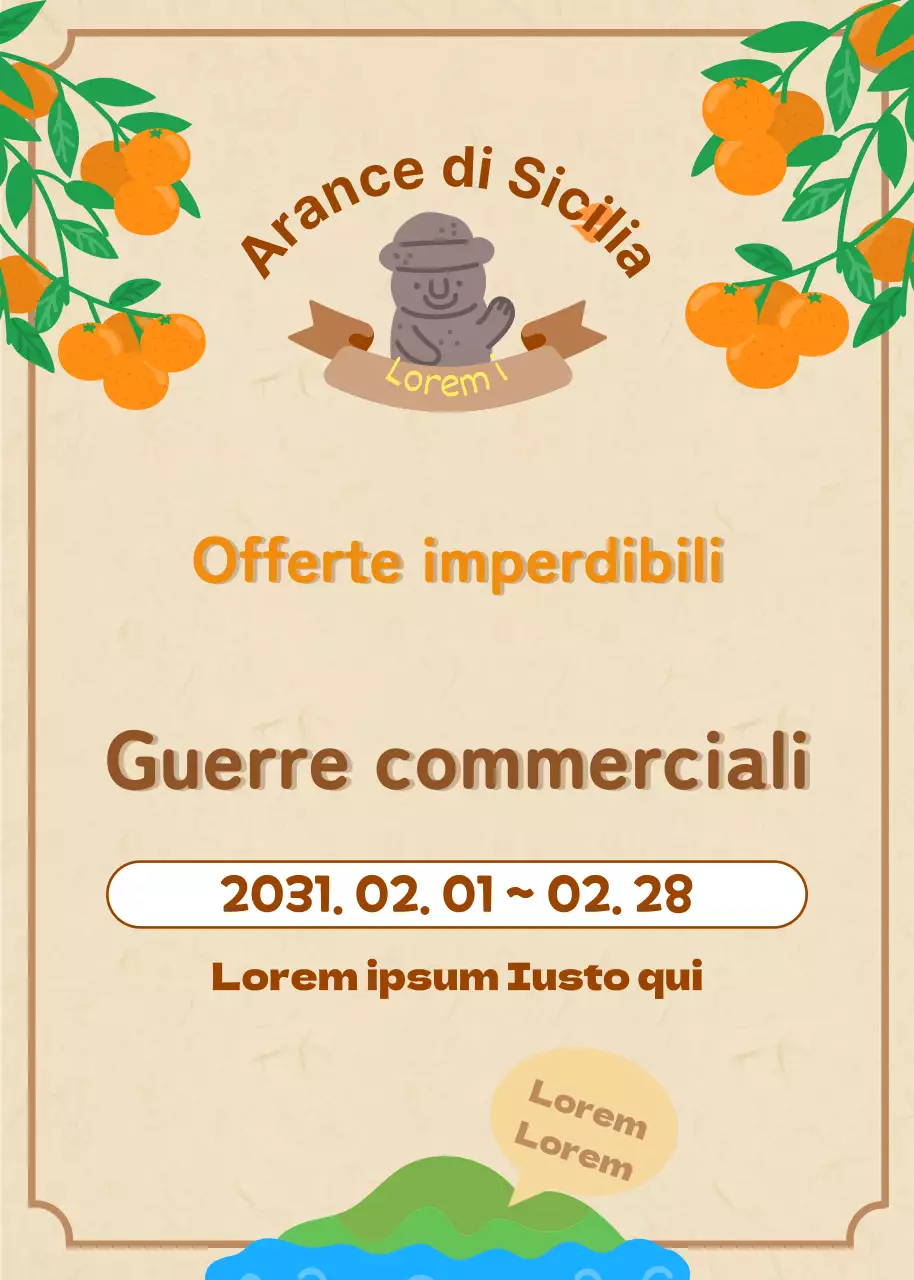 Un hallabong beige della fattoria Jeju con simpatiche illustrazioni è in vendita solo per un periodo di tempo limitato