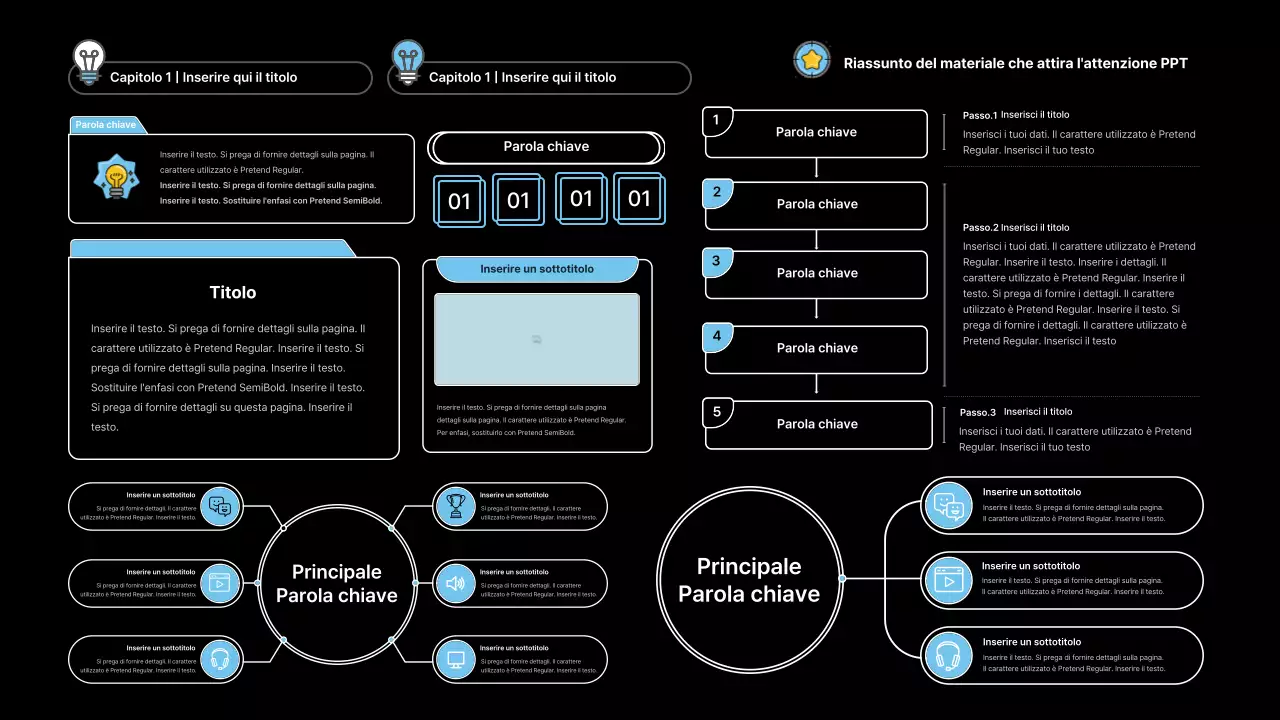 Presentazione che attira l'attenzione con linee decise in un concetto di giornale su sfondo nero