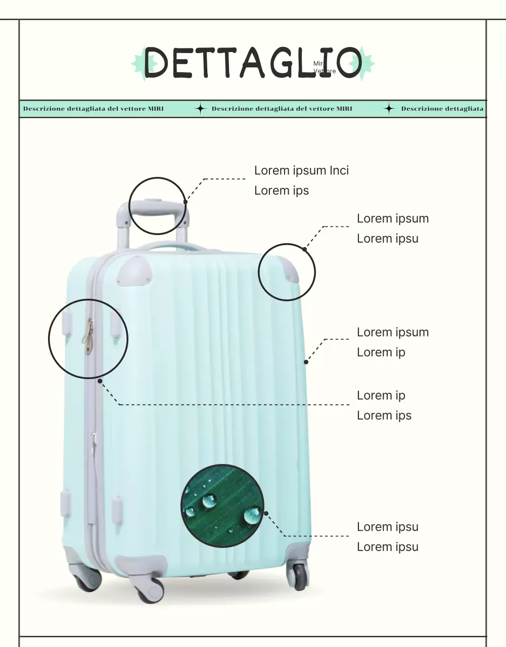 Promuovere le valigie delle vacanze con linee semplici e alla menta
