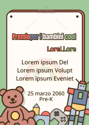 Premio di lode per bambini in stile menta con sfondo giocattolo carino