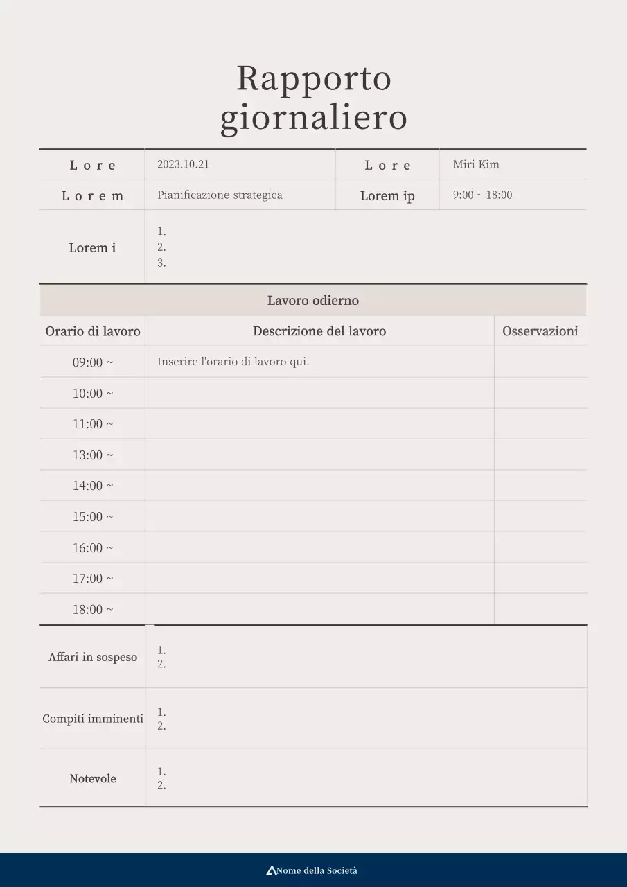 Un ordinato resoconto giornaliero in marrone e blu scuro
