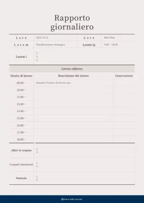 Un ordinato resoconto giornaliero in marrone e blu scuro