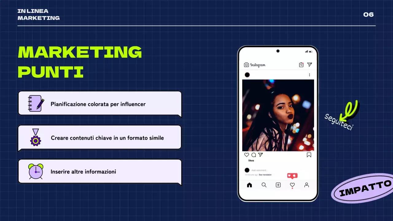 Un tema retrò per i social media con colori navy e neon