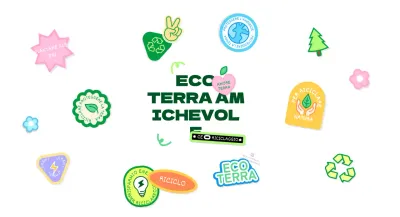 Concetto di adesivo per una campagna ecologica in colore verde