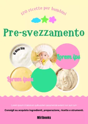 Un libro di alimenti per bambini rosa e chartreuse con accenti gialli
