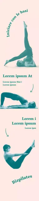 Banner promozionale per Pilates Basics Open con sfondo rosa chiaro