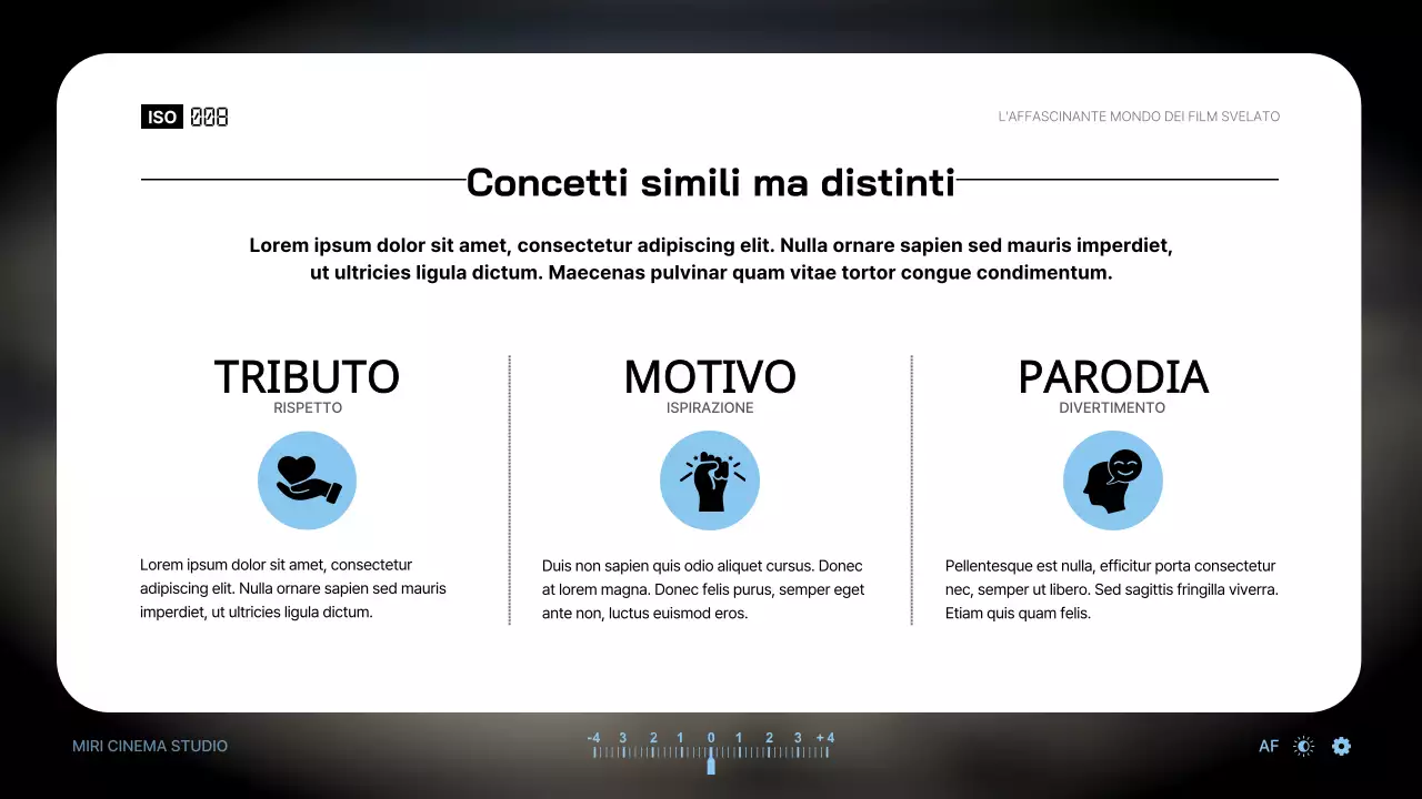 Introduzione ai termini cinematografici utilizzando il tema del mirino