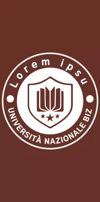 Stile semplice e moderno dell'emblema universitario in marrone e bianco per scopi promozionali e divulgativi