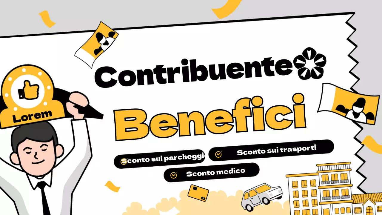 Modello di guida ai benefici per i contribuenti con contorno giallo nero concetto di ricevuta illustrazione