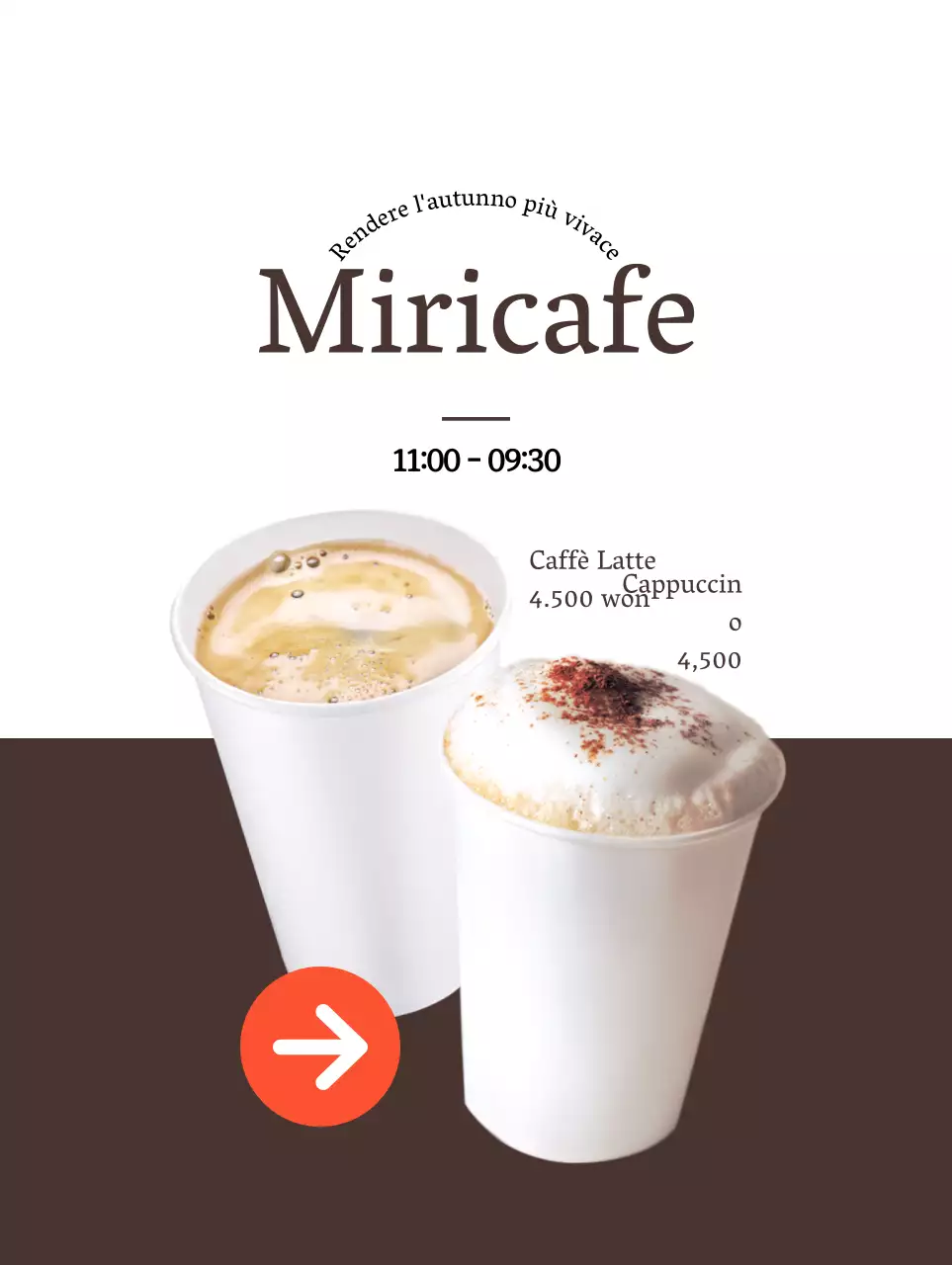 Promuovete il vostro caffè in bianco, marrone a contrasto