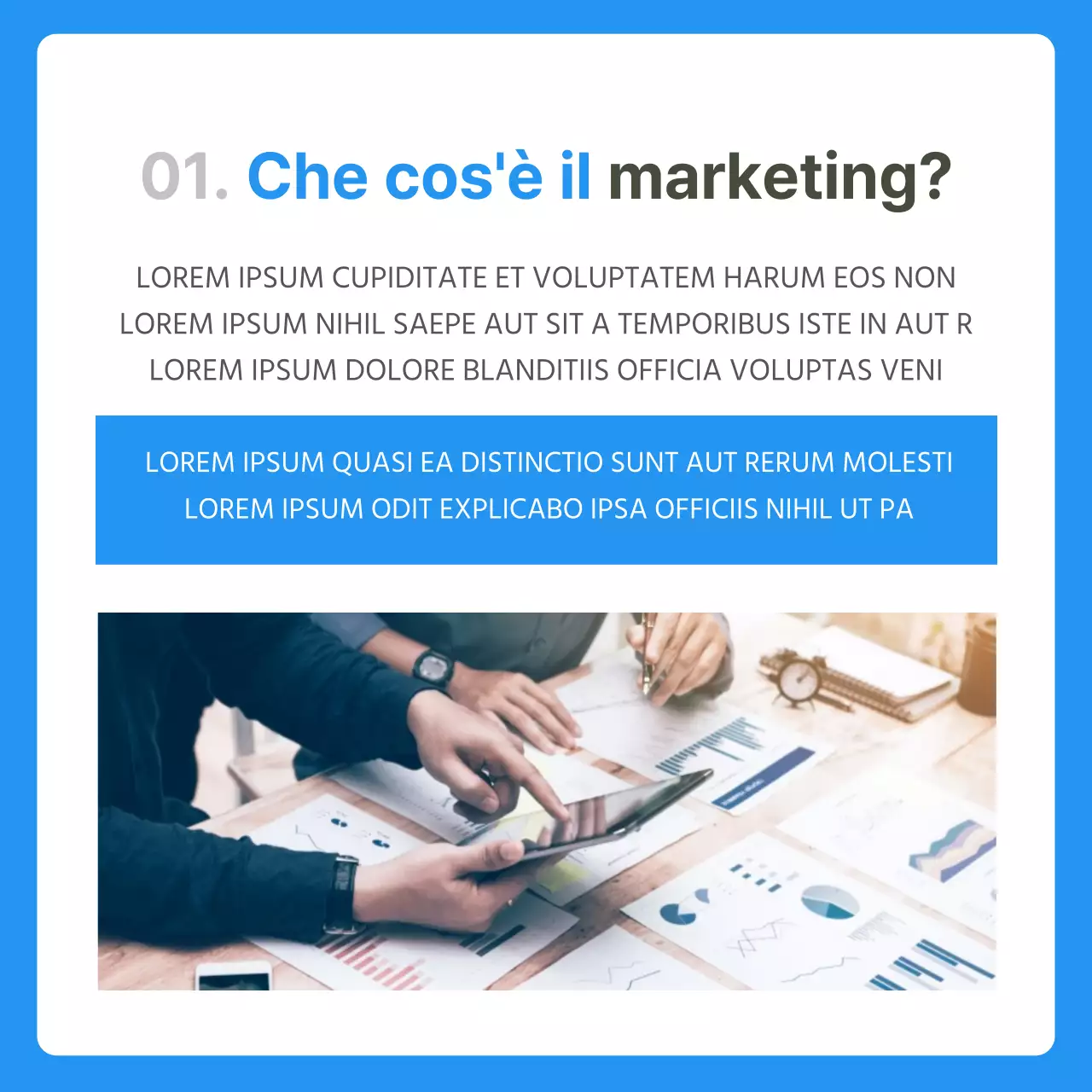 Un'analisi completa del lavoro di marketing di Bluetone Introduzione dei dipartimenti all'interno dell'azienda CardNews