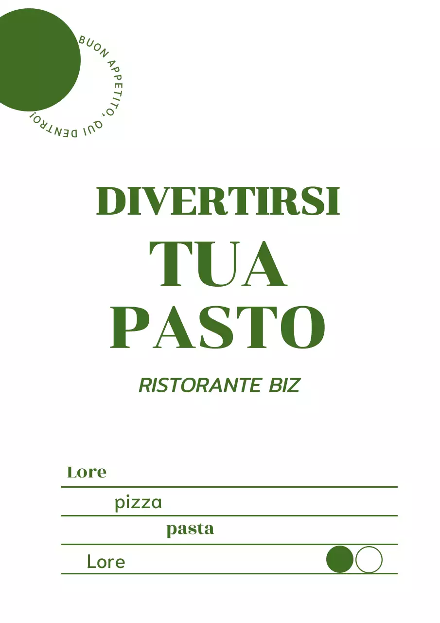 Adesivo verticale interno con menu elencati sopra la riga