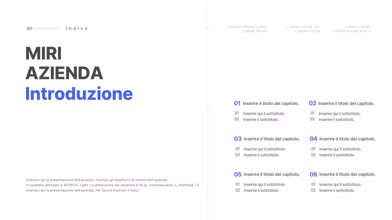 Concetto di linea base in blu e bianco Profilo aziendale