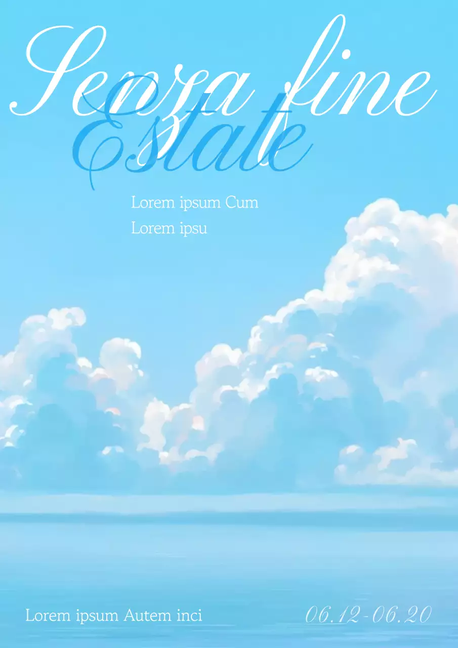 Fresco e rinfrescante annuncio di vendita estiva con cielo e nuvole sfondo illustrazione