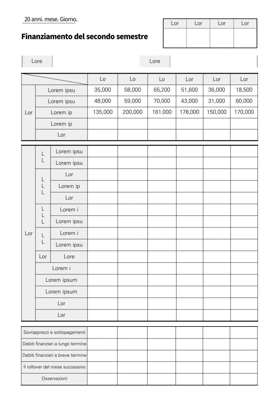 Documentazione del piano di finanziamento pulito di colore grigio