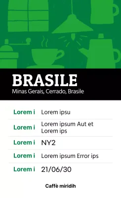 Etichetta di caffè in grani illustrata vintage e colorata Brasile