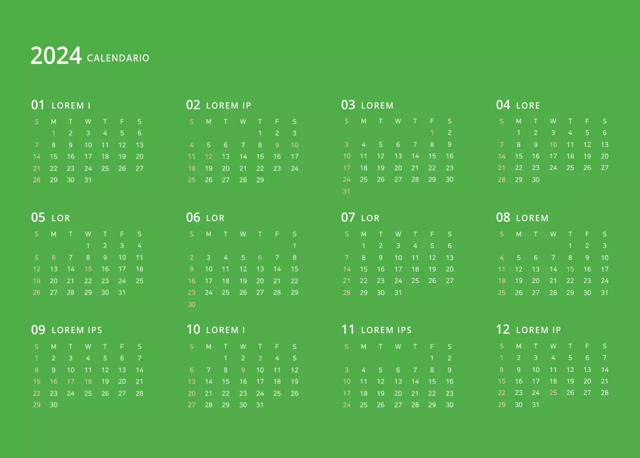 Calendario illustrato multicolore