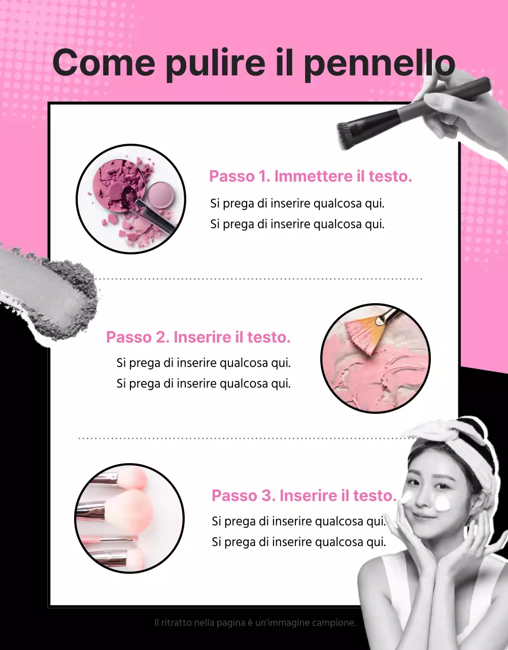 Promuovere pennelli kitsch su uno sfondo rosa