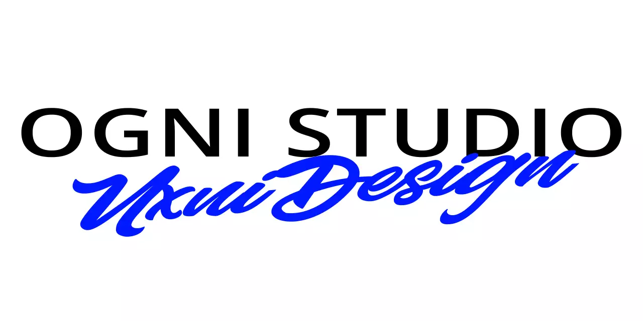 Logo dello studio di design elegante con due font in blu e nero