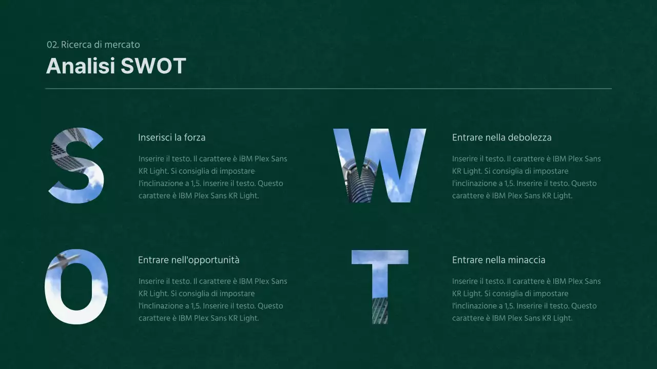 Piano aziendale a trama verde e arancione