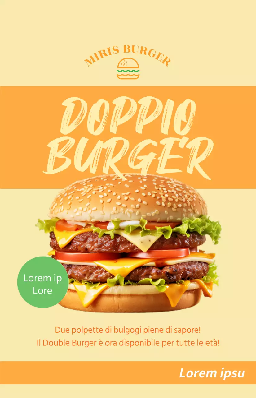 Bandiera della finestra di lancio del menu con testo in carattere ruvido su un quadrato arancione