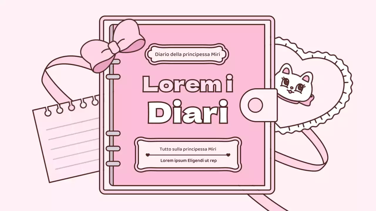 Simpatico kit di presentazione del concetto di agenda in rosa