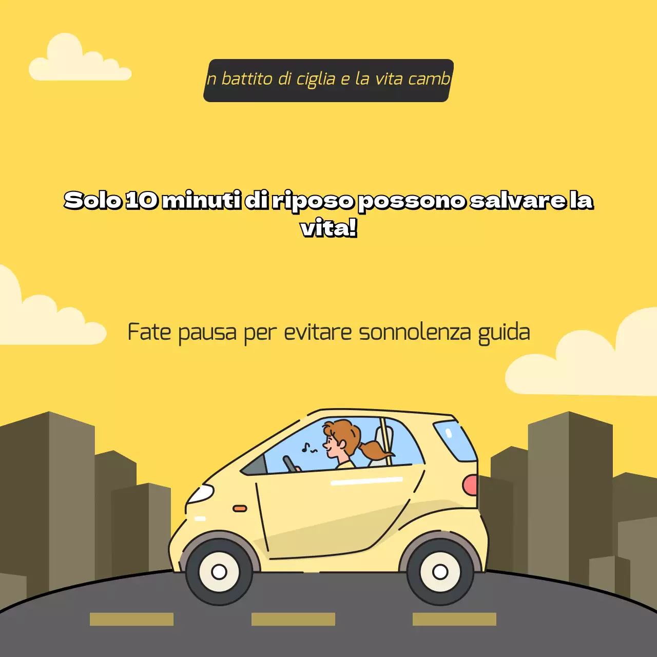 Concetto di guida sonnolenta in giallo e grigio illustrazione