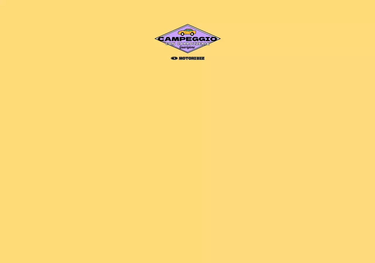 Concessionario auto con tasche pieghevoli in un concetto di campeggio auto decorato con adesivi gialli e blu concetto di teenager