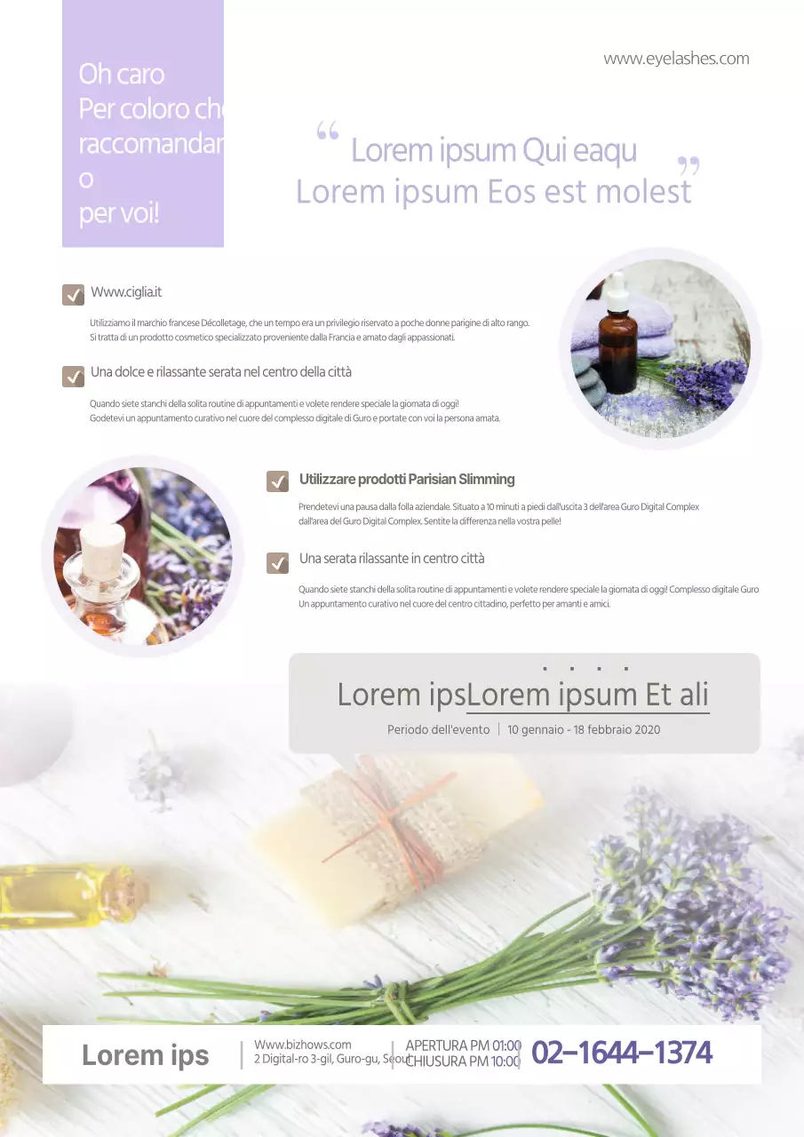 Guidate e promuovete il vostro centro massaggi con una foto emozionale in viola.