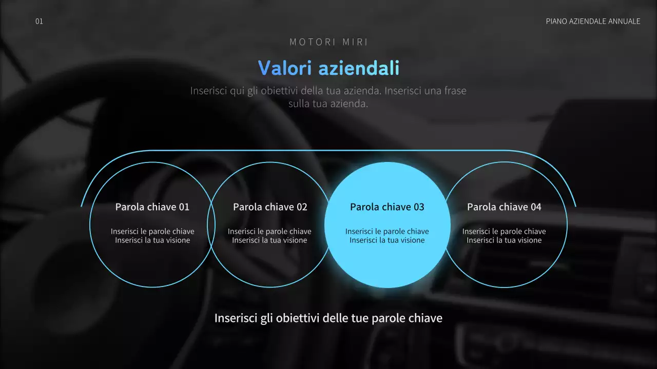 Piano aziendale annuale del settore automobilistico con concetto di grafica mobile blu e nera