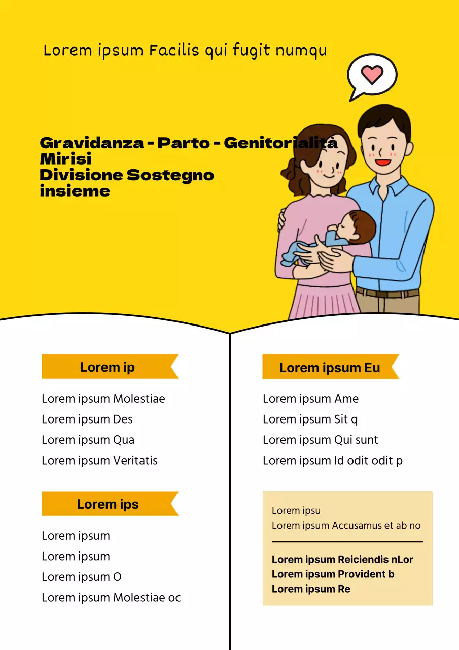 Avviso giallo e ordinato di sostegno alle donne in gravidanza