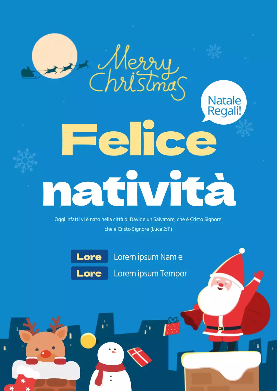 Presepe verticale blu e giallo