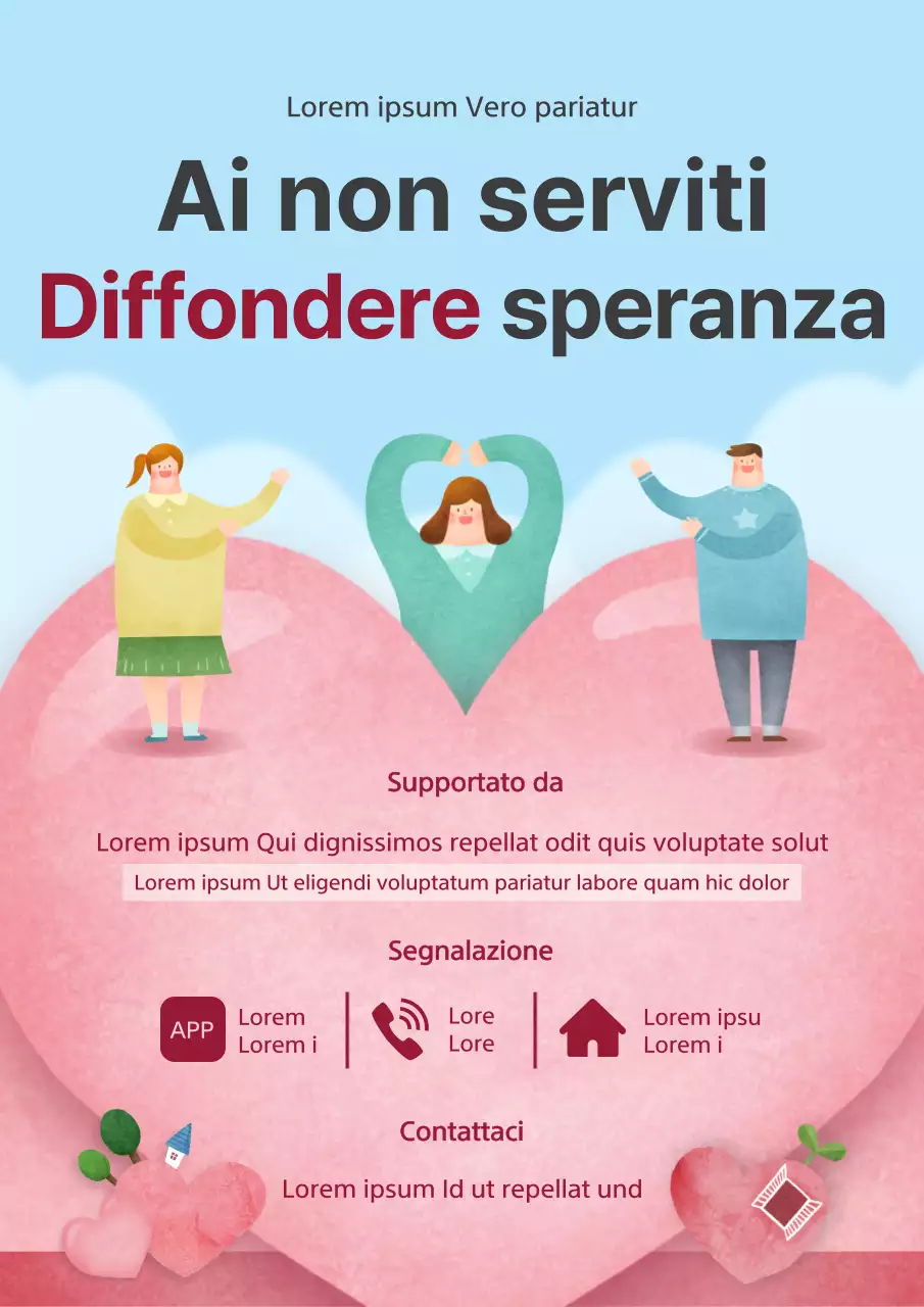 Welfare segno di supporto punto cieco con grande cuore concetto illustrazione carino