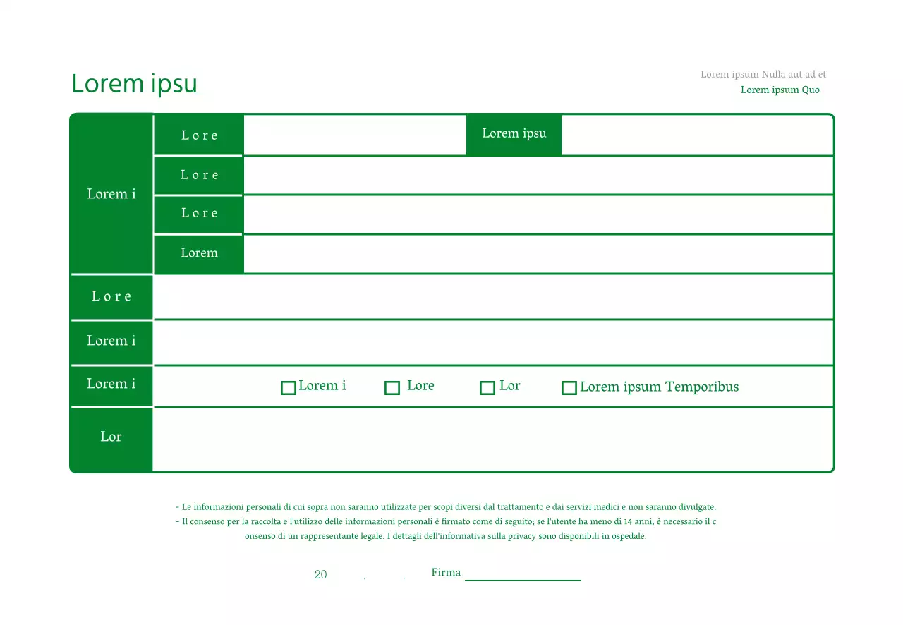 Receptionist dell'ospedale verde semplice