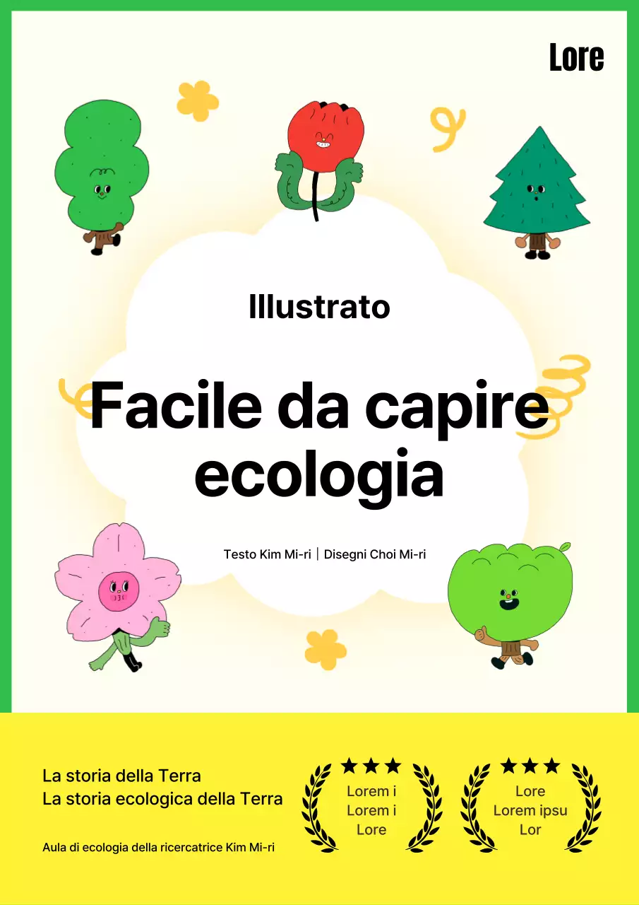 Imparare l'ecologia con questi simpatici personaggi della natura in tema verde e giallo