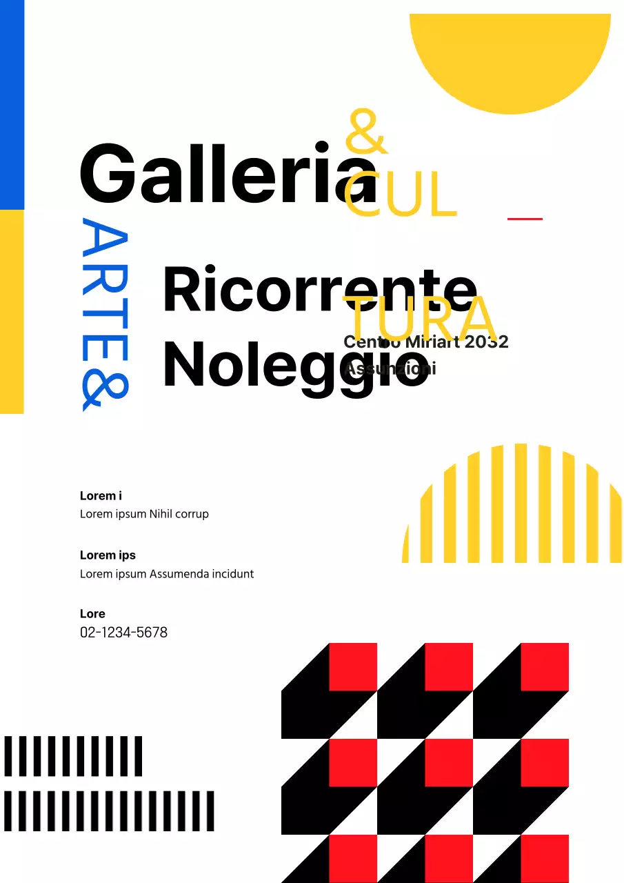 Promuovete la vostra galleria moderna gialla e bianca a noleggio
