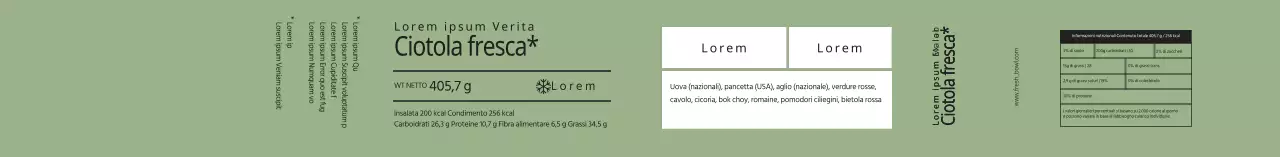 Etichette di confezionamento per insalata verde ordinata