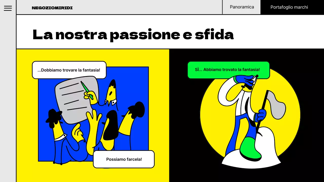 Illustrazione pop del concetto di marchio portfolio con colori fluorescenti