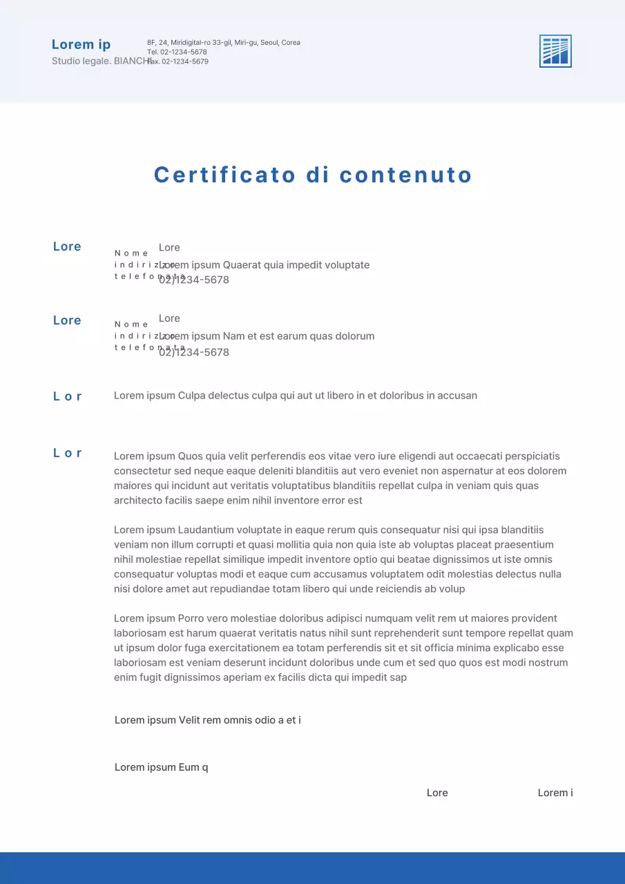Concetto di logo pulito in bianco e blu Prova di contenuto