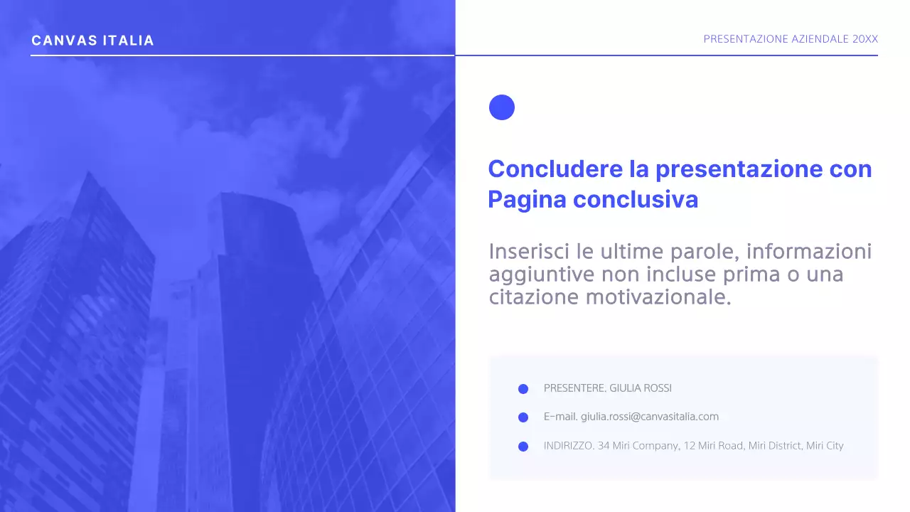 Semplice rapporto di layout aziendale in bianco e blu