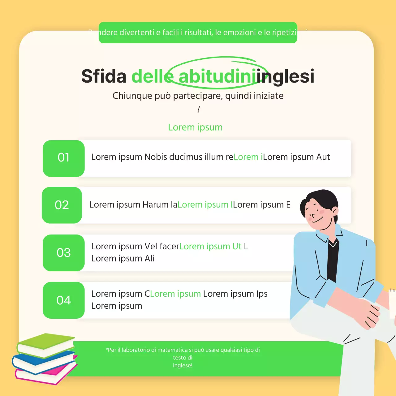 Sfida delle abitudini inglesi del nuovo anno in chartreuse e giallo