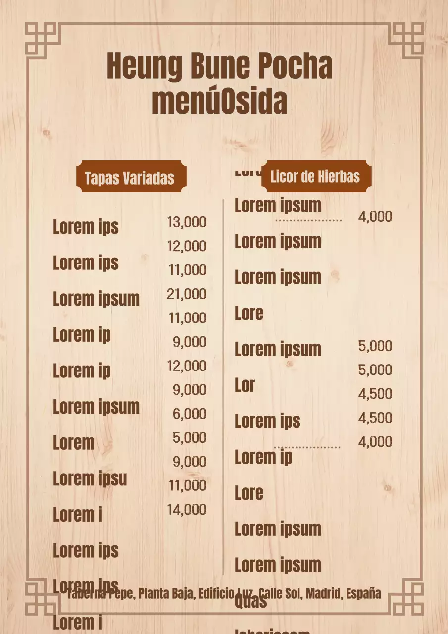 Menú yakitori de madera marrón