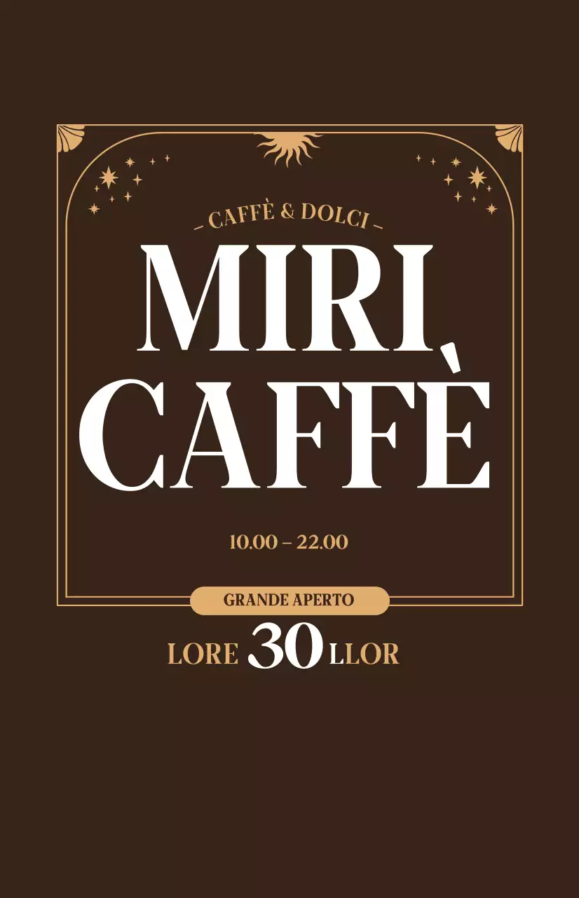 Promuovere lo sconto per l'apertura di un caffè con un'atmosfera beige su uno sfondo marrone