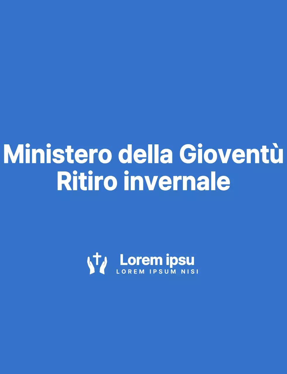 Maglietta semplice e pulita con logo in stile ritiro invernale della chiesa in blu e bianco