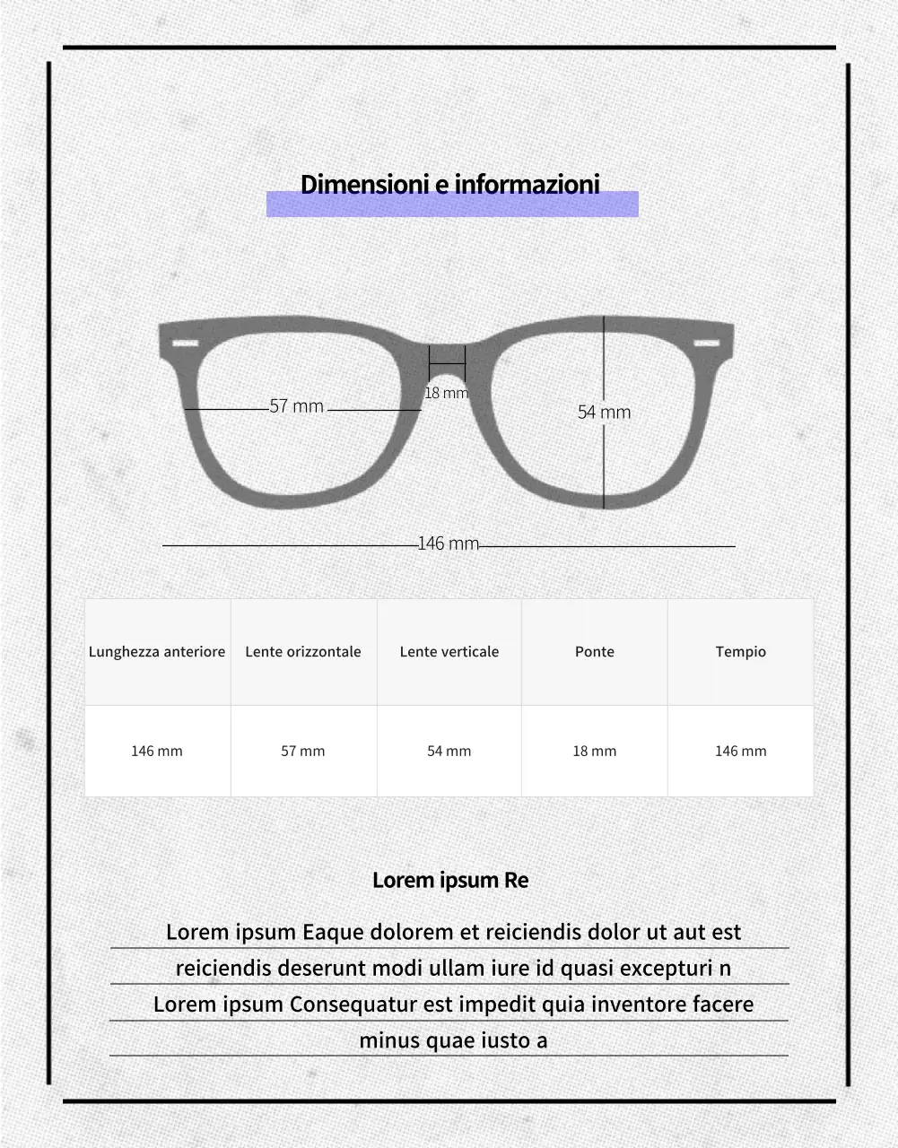 Pagina dettagliata degli occhiali da sole