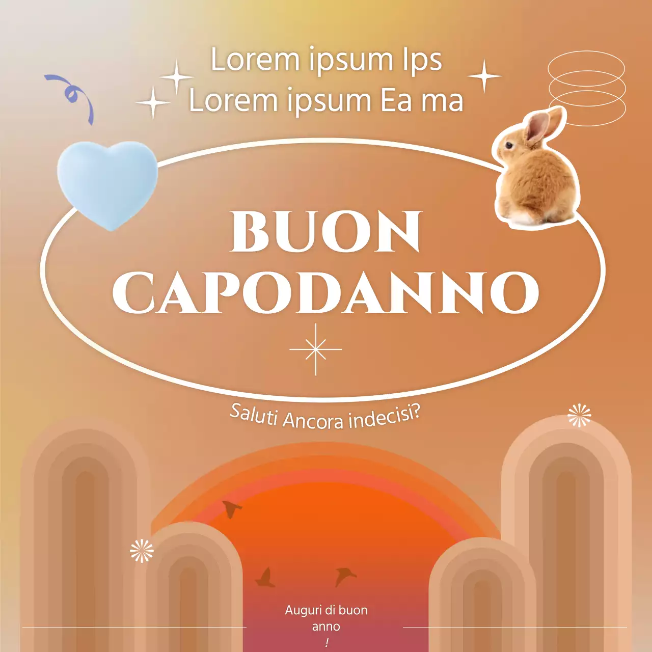 Auguri di buon anno da coniglietto con un tocco di morbidezza