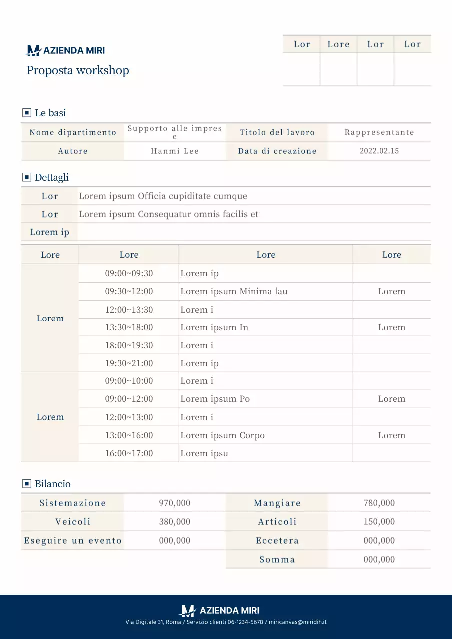 Documenti di pianificazione semplici