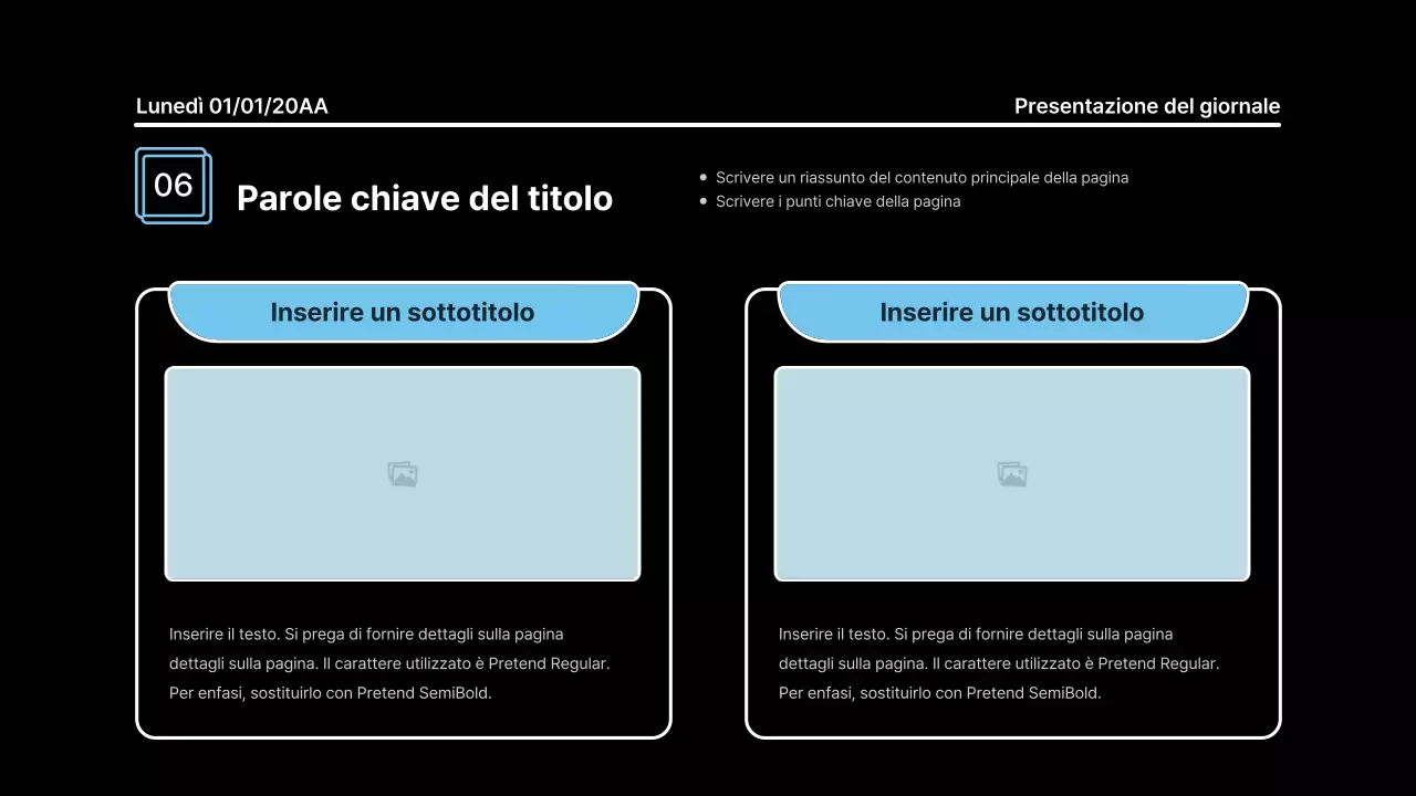 Presentazione che attira l'attenzione con linee decise in un concetto di giornale su sfondo nero